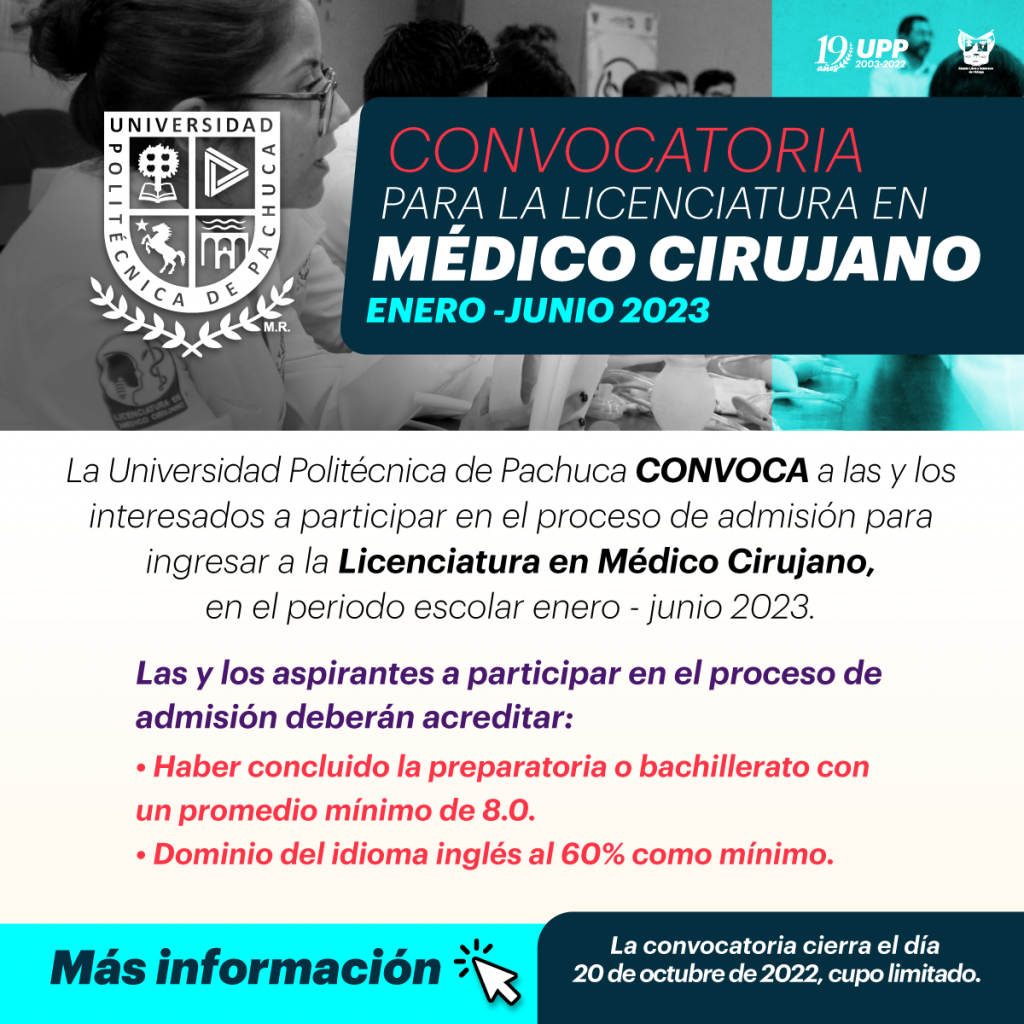 Convocatoria licenciatura Médico Cirujano ENERO JUNIO 2023