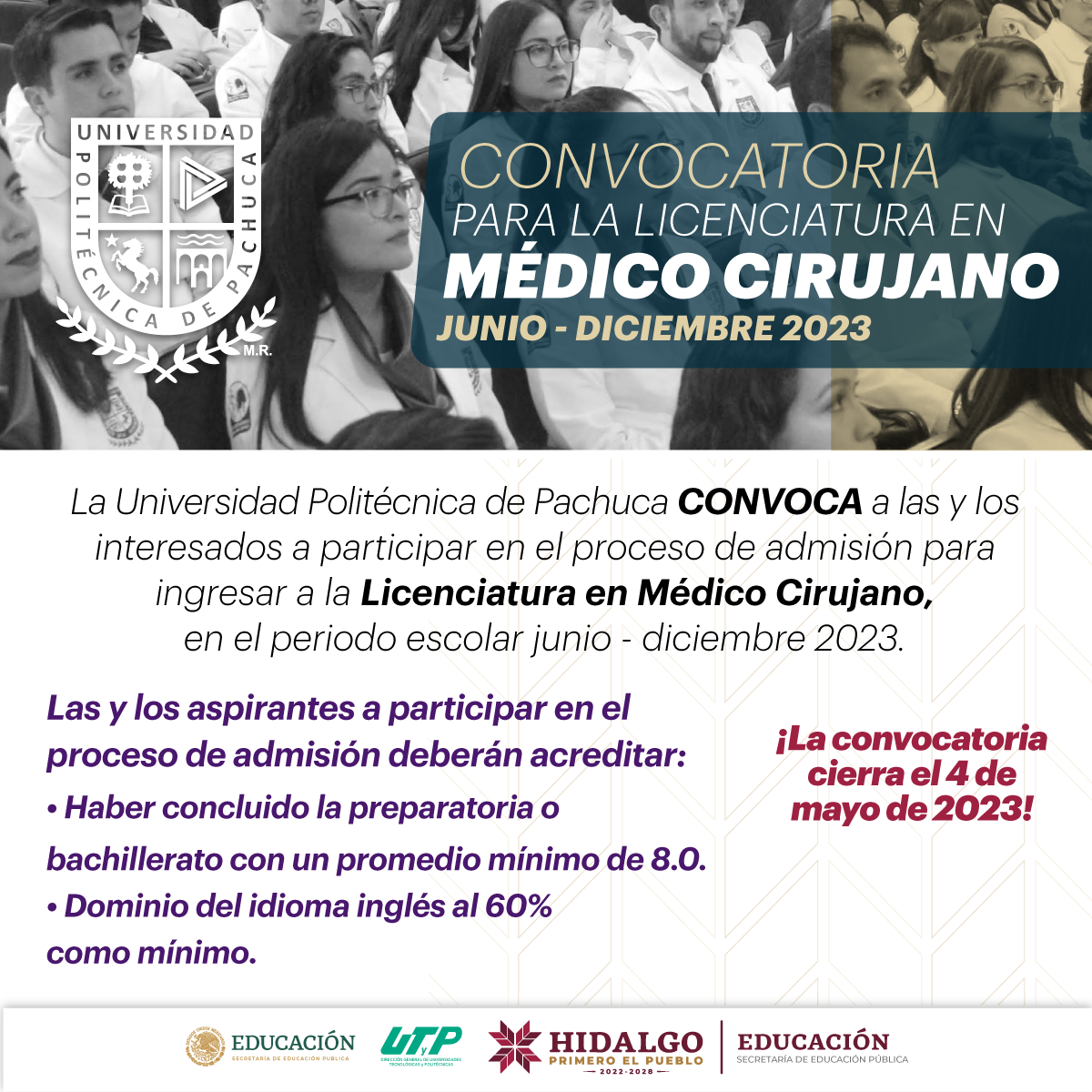 Convocatoria Médico Cirujano Universidad Politécnica de Pachuca